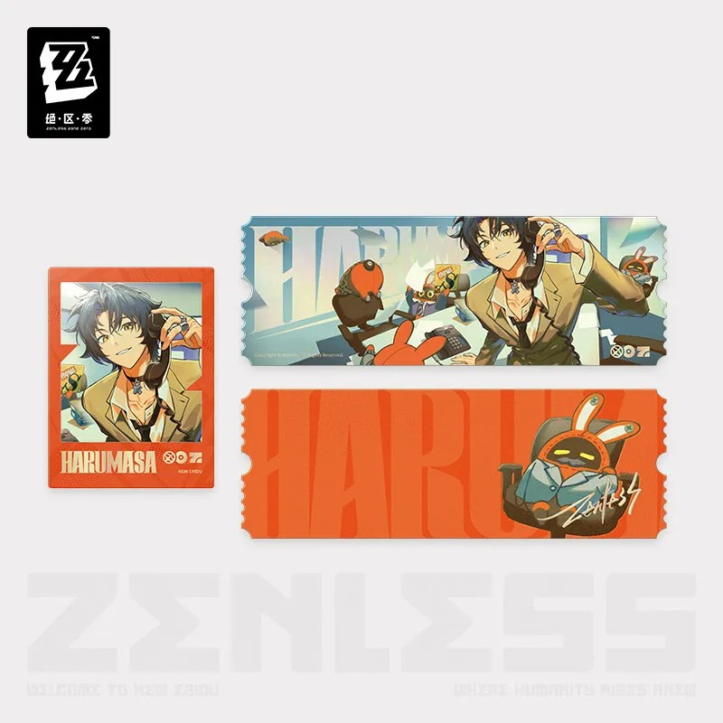 Pre-Order Zenless Zone Zero - Frequencies Visuals Series Asaba Harumasa Badge/Acrylic Block/Laser Ticket Set