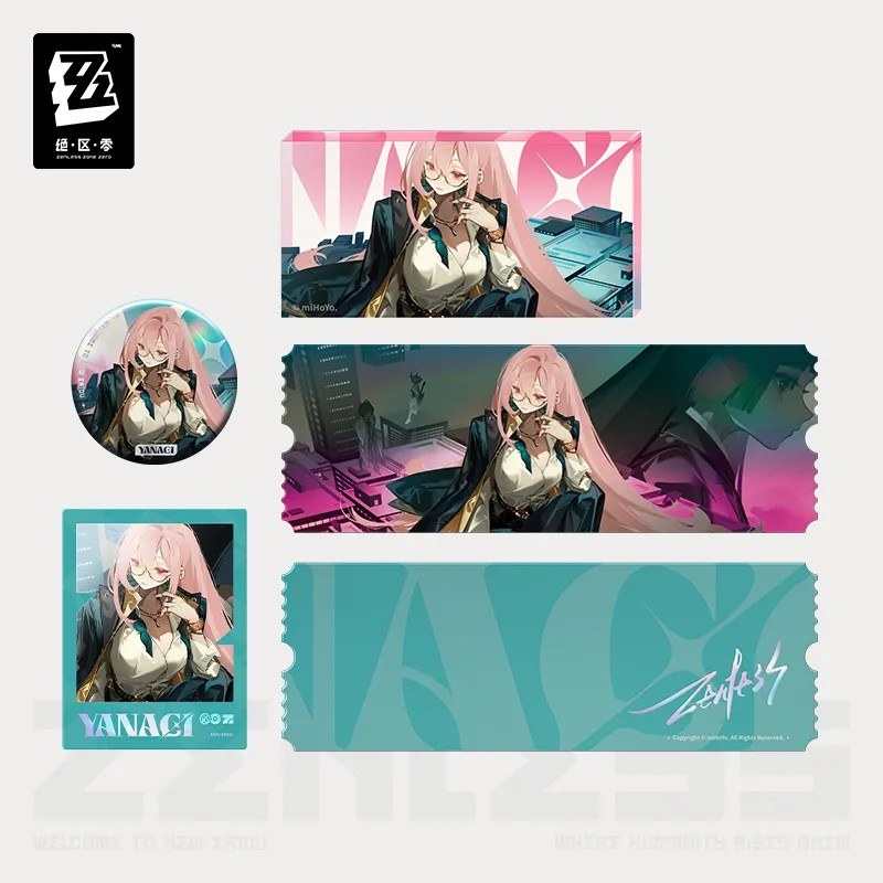 Pre-Order Zenless Zone Zero - Frequencies Visuals Series Tsukishiro Yanagi Badge/Acrylic Block/Laser Ticket Set