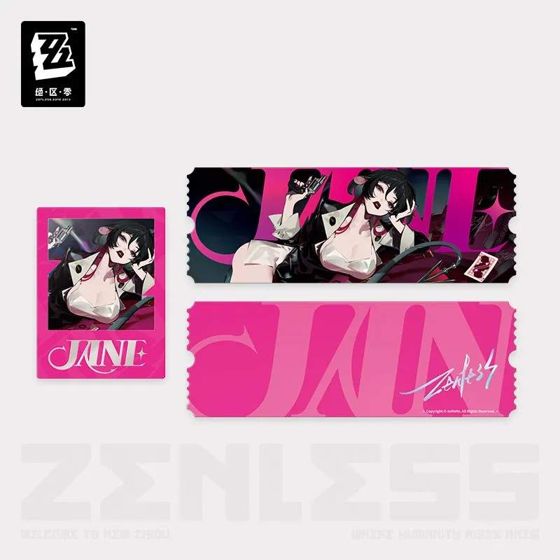 Pre-Order Zenless Zone Zero - Frequencies Visuals Series Jane Doe Badge/Acrylic Block/Laser Ticket Set