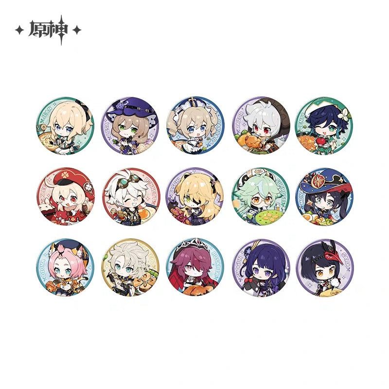 Genshin Impact Delicious Party Character Chibi Badges
