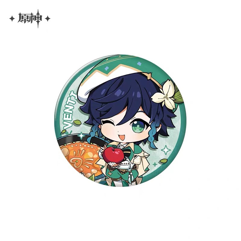Genshin Impact Delicious Party Character Chibi Badges