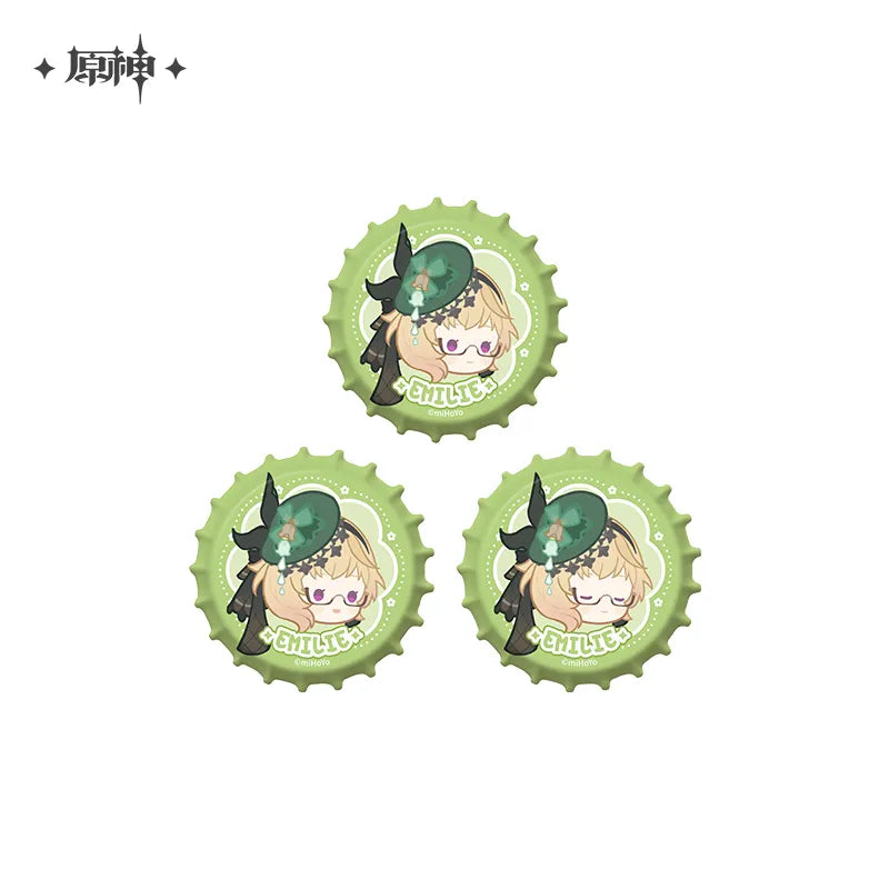 Genshin Impact - Fragrant Fantasy Series Chibi Bottle Cap Badge Set